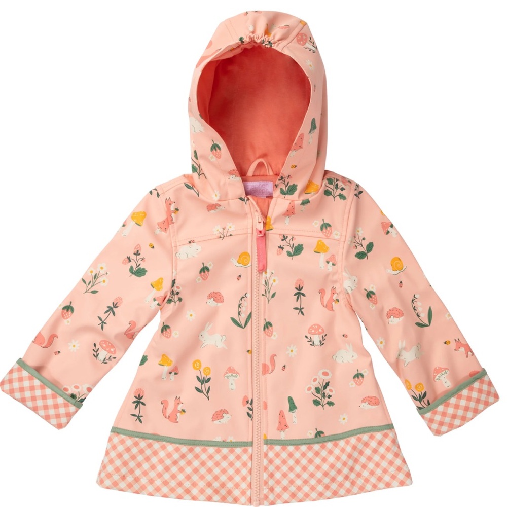 NWT Stephen Joseph “Strawberry” Raincoat with Woodland Creatures